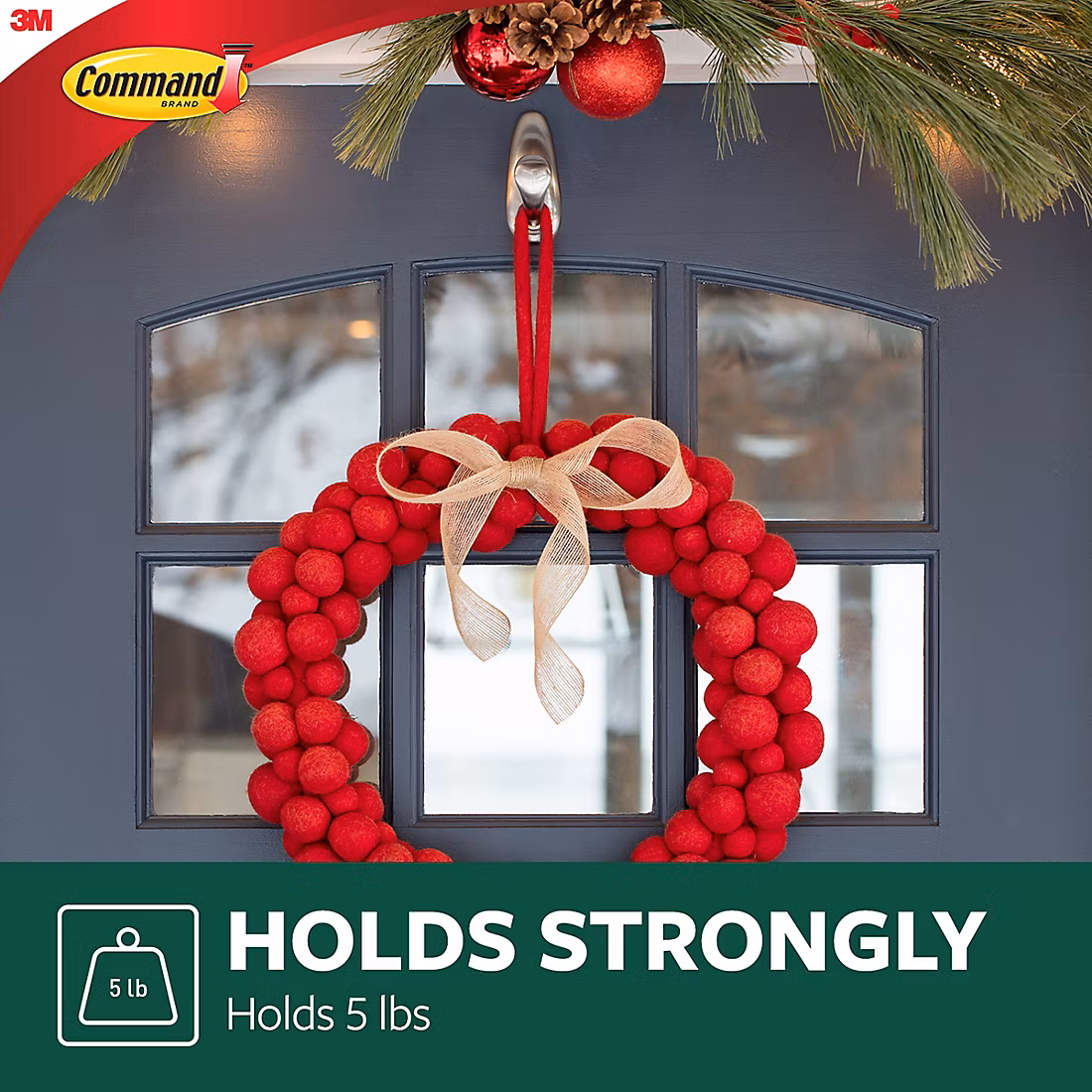 thumbnail image 3 of Command Outdoor Medium Metal Hooks Club Pack, 2 Hooks, 4 Strips, 3 of 6