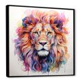 thumbnail image 2 of Designart "Colorful Royal Lion Art" Animals Framed Wall Art - Traditional Colorful Lion Hallway Framed Wall Art Decor, 2 of 6