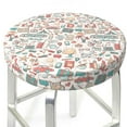 thumbnail image 3 of Kdxio Summer Life Print Stool Covers Round,Stretch Round Bar Stool Covers Washable Bar Stool Cushion Slipcover for 12-15 Inch Chair, 3 of 7