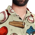 thumbnail image 5 of Baseball Men's Short Sleeve Spread Collar Poplin Button Down Casual Printed Summer Beach Unisex Shirts, 5 of 6