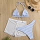 thumbnail image 4 of Traje de Baño Bikini Mujer Traje de baño Traje de baño a rayas de 3 piezas Traje de baño de moda con cordones Ygjytge Azul y blanco T M para Mujer, 4 of 7
