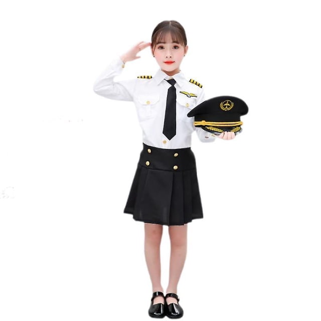 Disfraces de piloto para niños profesionales Niños Cosplay para niños Niñas Traje de asistente de vuelo Avión Avión Fuerza aérea Uniformes de rendimiento-incluye Se