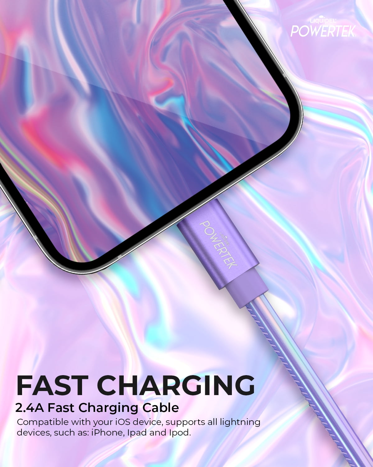 Powertek iPhone Charger Cable Lightning to USB Cord Adapter