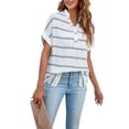 thumbnail image 2 of SAYOO , camisetas de manga corta para mujer, Color sólido/estampado, verano, cuello en V, blusas casuales sueltas, blusa, ropa de calle SAYOO Moda, 2 of 9