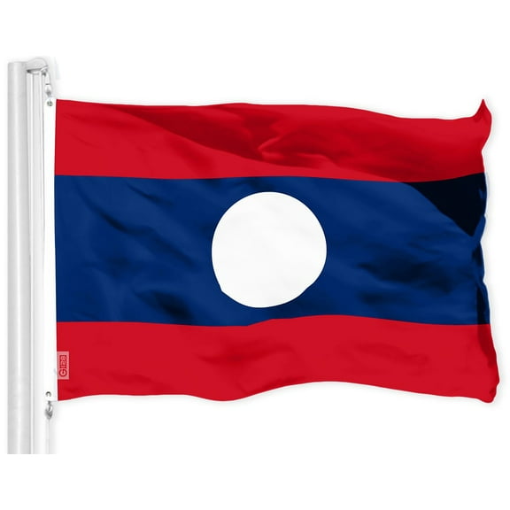 G128 Laos Laotian Flag | 3x5 Ft | Printed 150D Polyester - Indoor/Outdoor, Vibrant Colors, Brass Grommets, Quality Polyester, Much Thicker More Durable Than 100D 75D Polyester