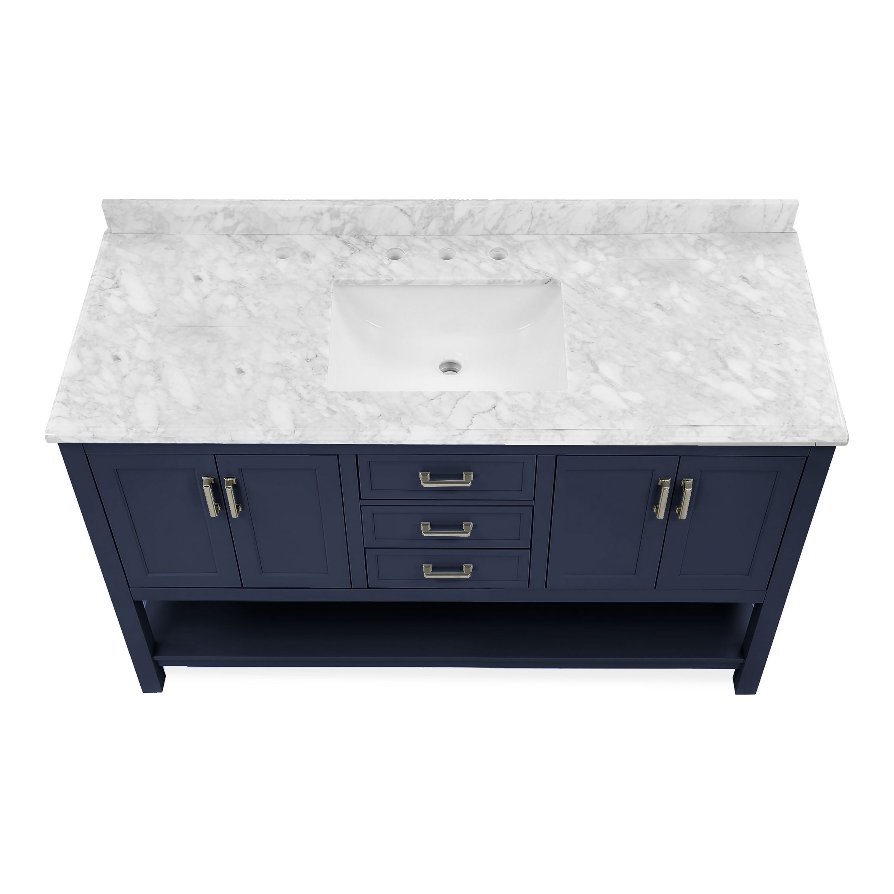 Furniture of America Freya 49" Blue Single Bathroom Vanity with White Marble Top and Undermount Sink