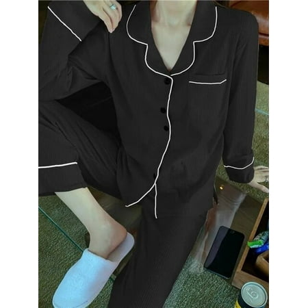 

CoCopeaunt Korean Sleepwear Womens Pajamas Home Clothes Set for Girls Suit White Long Sleeve Pijama Homewear Nightie Pyjamas