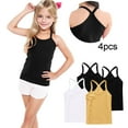 thumbnail image 2 of ZACPNCV 4 Pieces Girls Tank Top Sleeveless Racer Back Top Camisole Cami Undershirts White 12-13 Years, 2 of 7
