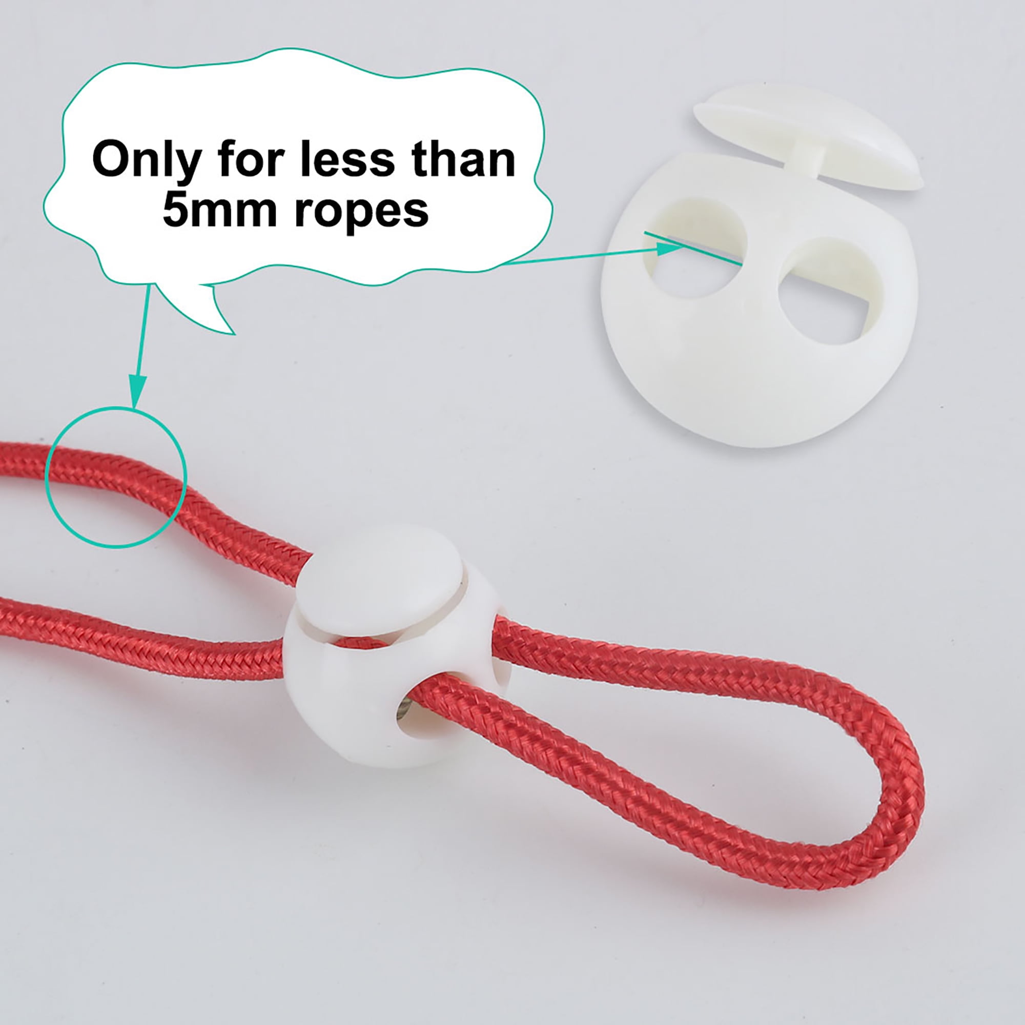 20pcs Backpack Clothes Shock Cord Stopper Toggle Spring Snap Buckle White 