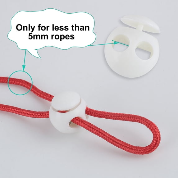 Uxcell Spring Locks Cord End Fastener Hole Toggle Stopper Plastic White 10pcs