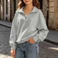 thumbnail image 5 of HomeDM Girls Long Sleeve Sweatshirts Quarter Zip Mock Neck Pullover Tops Fall Casual, 5 of 10