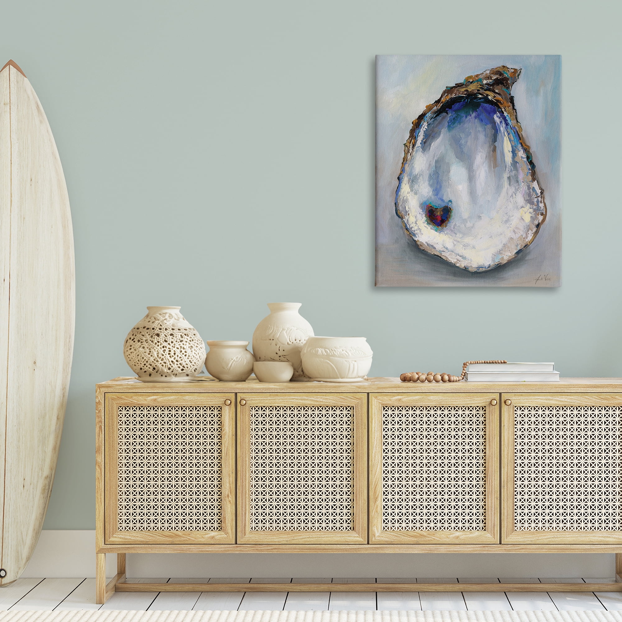 Stupell Industries Organic Oyster Shell Animals & Insects Painting Gallery Wrapped Canvas Art Print Wall Art, 30 x 40