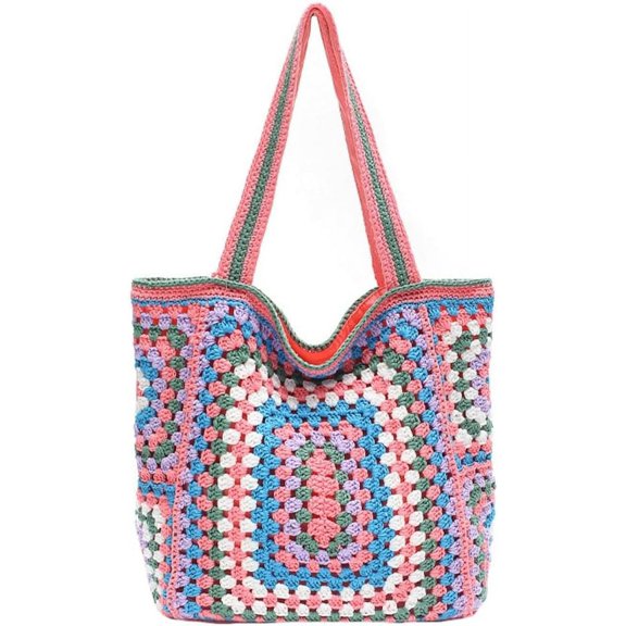 Knitted Shouder Bags for Women Crochet Handbag Colorful Summer Totes Oversized Hobo Bag Woven Top Handle Purse