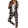 thumbnail image 2 of Winter Saving! Yievot Women's Lounge Set Long Sleeve Fashion Plaid Printed Elegant Beauty Women 2 Piece Set Clothes 2024 fashion matching sets women clothing on clearance, 2 of 5