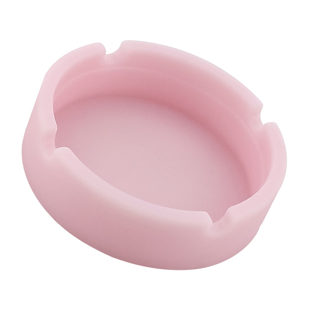 Light Pink Glow In The Dark **US SELLER** Silicone Soft Round Portable Ashtray 