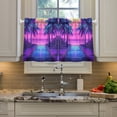 thumbnail image 2 of Yayeee Kitchen Curtains Tier Pair Light Filtering 27"x24" Rod Pocket Short Cafe Window Panel, Purple Digital Art, 2 of 7