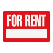 Cosco Printed Sign, For Rent, 8" x 12", Red/White
