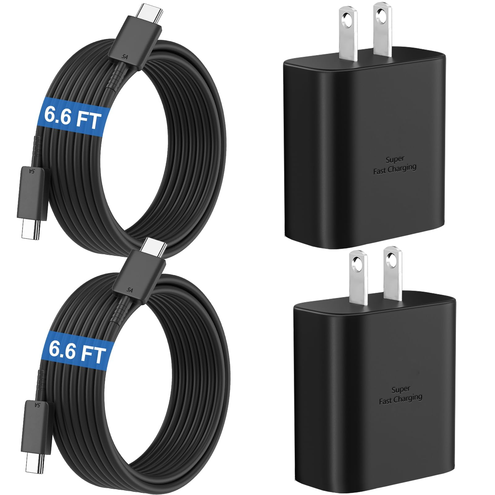 pannbo 45W USB C Super Fast Charger 2 Pack with 6.6FT Type C Cable, PD 3.0 PPS QC 4.0 Wall Charger Block for Samsung Galaxy S26 S25 S24 S23 S22 Ultra Note 20