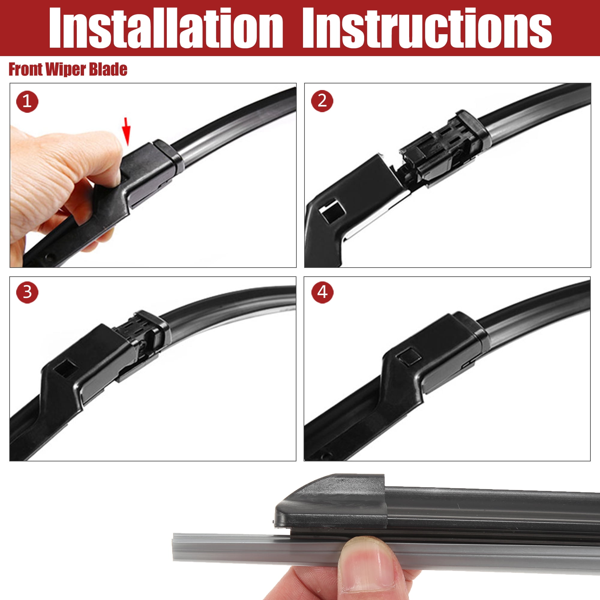 Unique Bargains 3 Pcs 26" 20" 11" Black Front Rear Windshield Wiper Blade Set Fit for BMW X3 with Top-Lock Black