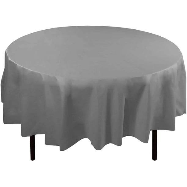 12 Pack Premium Plastic 84 Inch Round Tablecloth Silver Com 12 Pack Premium Plastic 84 Inch Round, Silver Round Tablecloth Plastic