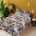 thumbnail image 2 of Ambesonne Garden Scene Fitted & Flat Sheet with Sham 3 Pcs Set, Traditional Floral Art, Twin, Cream White Dark Sepia, 2 of 5