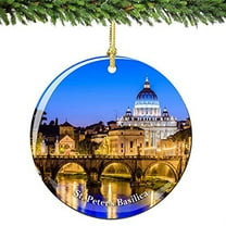 City-Souvenirs Vatican St Peters Christmas Ornament 2.75 Inch Double Sided Porcelain Rome Italy Vatican Ornaments