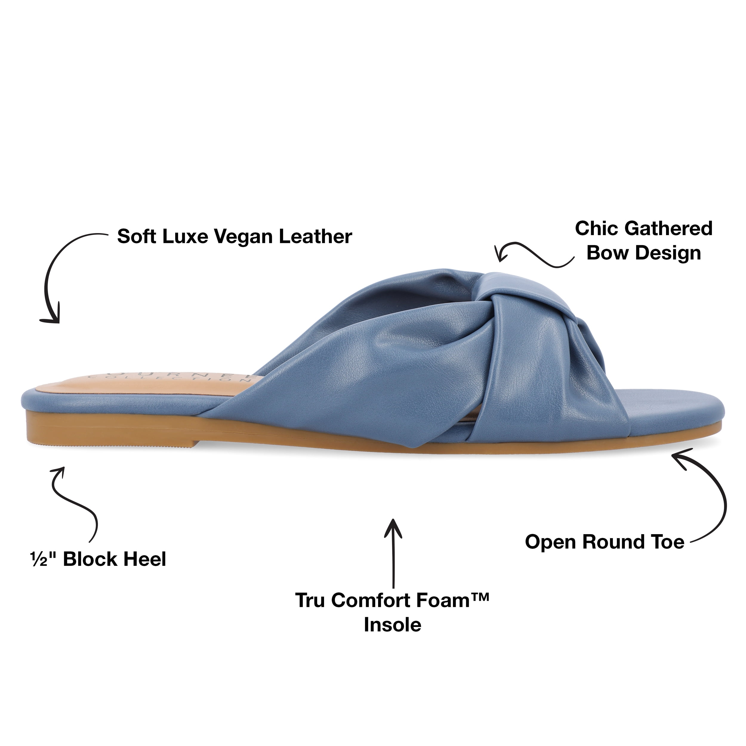 Journee Collection Womens Zetia Faux Leather Slip On Slide Sandals