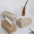 thumbnail image 4 of Dispensador de pañuelos de papel, caja de almacenamiento de pañuelos de algodón y lino, 17 x 9 x 7 cm, soporte para dispensador de papel, accesorios para sala de estar, dormitorio, yute, 4 of 5