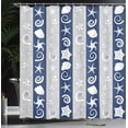 thumbnail image 3 of Ambesonne Nautical Shower Curtain, Sea Fishes Shells Stripes, 69"Wx75"L, Night Blue, 3 of 4
