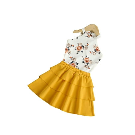 

Cute Floral Halter Sleeveless Multicolor Toddler Girls Two-piece Outfits (Girl s)