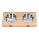 thumbnail image 2 of Cuenco doble de acero inoxidable para gatos, cómodo, resistente al óxido, elegante, fácil de limpiar, comedero elevado para perros y gatos con soporte de bambú, 2 of 8
