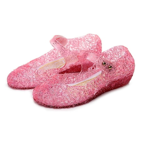 

Odeerbi Toddler Girls Jelly Sandals Comfortable Summer Sandals Kids Crystal Princess Sandals Hollow Out Candy Color Party Shoes Pink