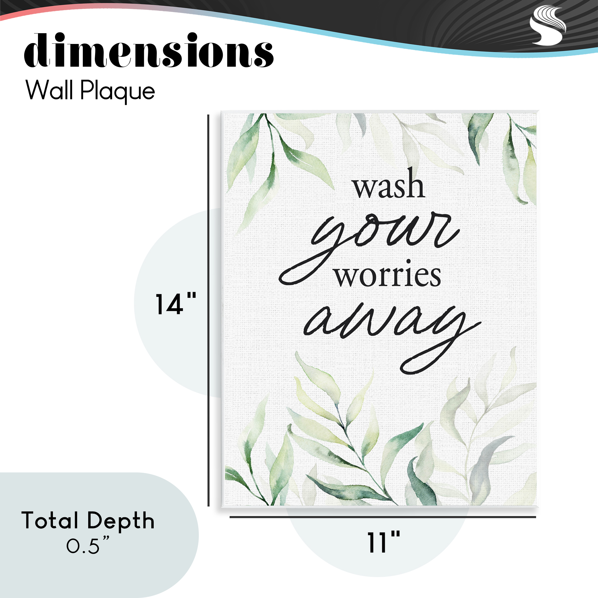Wash Worries Away Leaves Wall Plaque Art, design by Lettered and Lined