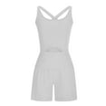 thumbnail image 4 of hot htWomens Workout Athletic Romper One Piece Exercise Jumpsuit Shorts Gym Clothes Outfits With Back Zipper Pocket, 4 of 4