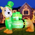 thumbnail image 3 of DomKom St. Patricks Day Inflatable Decorations, 5ft Happy Leprechaun Blow Up Décor Built-in LED Lights on Unicorn Playing Guitar, Lucky Day for Outdoor Holiday Party, Lawn, Yard, Garden, Patio, 3 of 6