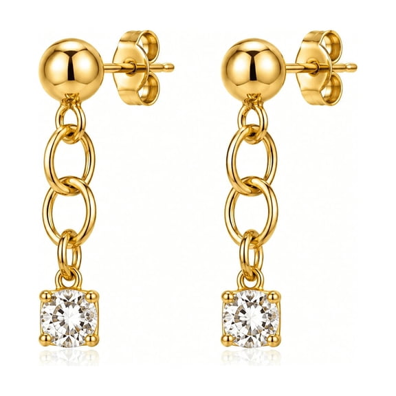 LwBloom 18K Gold Plated Drop Earrings for Women with Cubic Zirconia, Lightweight Dangle Earrings, Hypoallergenic Fashion Jewelry, Gift Box Included