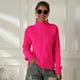 thumbnail image 2 of Suéter de punto de cable de manga larga de color fluorescente para mujer de talla grande europea y americana suéter suelto de medio cuello alto para mujer, 2 of 4