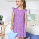 thumbnail image 4 of Fotbe Lilac Glittering Vestido de Dormir para Niñas de 3 a 10 Años, Mangas Cortas, Estilo Princesa, Pijama Camisón con Mangas Voladas-Large, 4 of 6