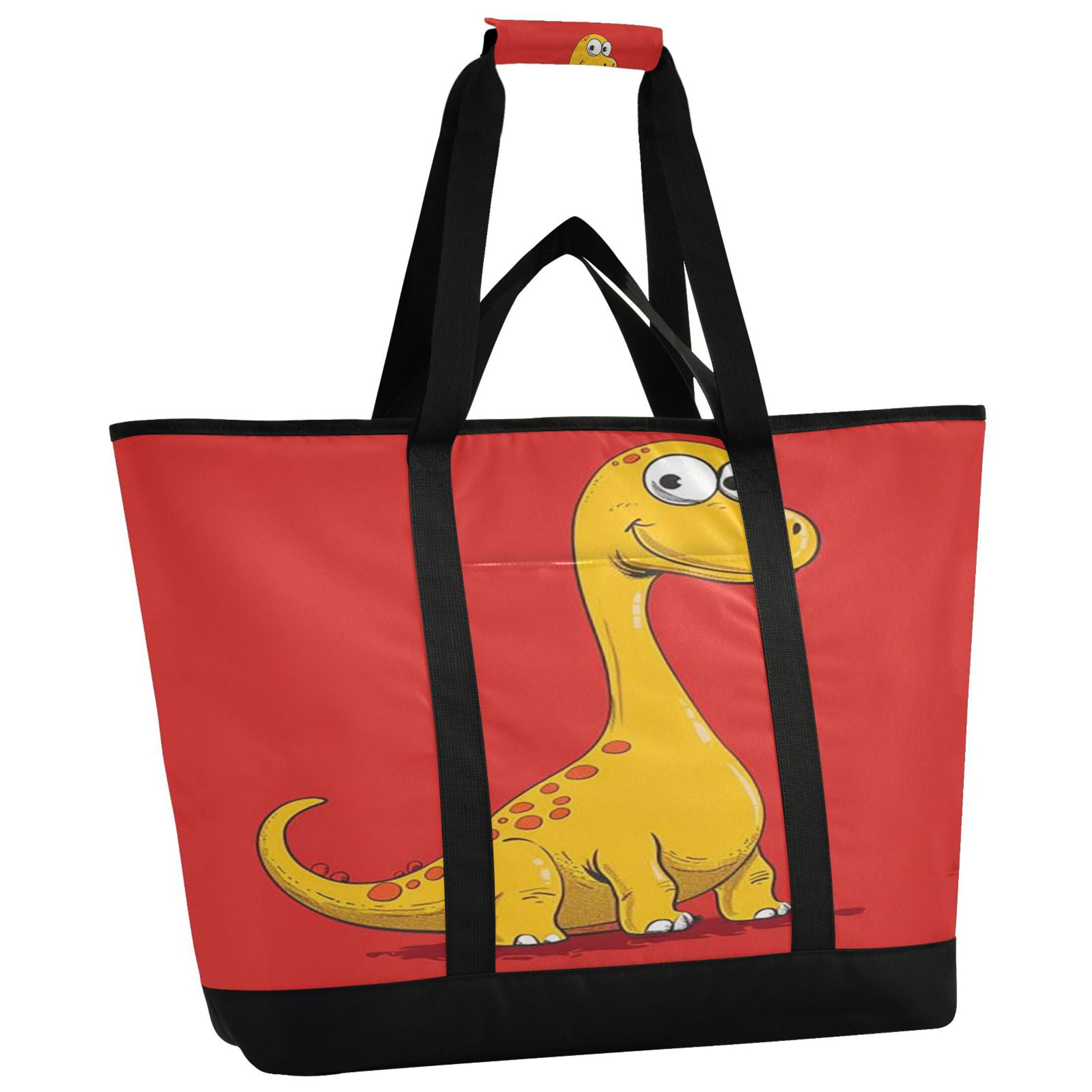 Large Hand-held Ice Pack Picnic Bag Insulation and Refrigeration Suitable for Shopping Picnics and Camping Yellow Dinosaur