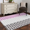 thumbnail image 4 of 2.7x5 Washable Area Rug, Pink Gray Non-Slip Rectangle Rug for Bedroom Bedside, Chevron Abstract Geometric Modern Art Indoor Floor Mat for Home Decor, 4 of 9