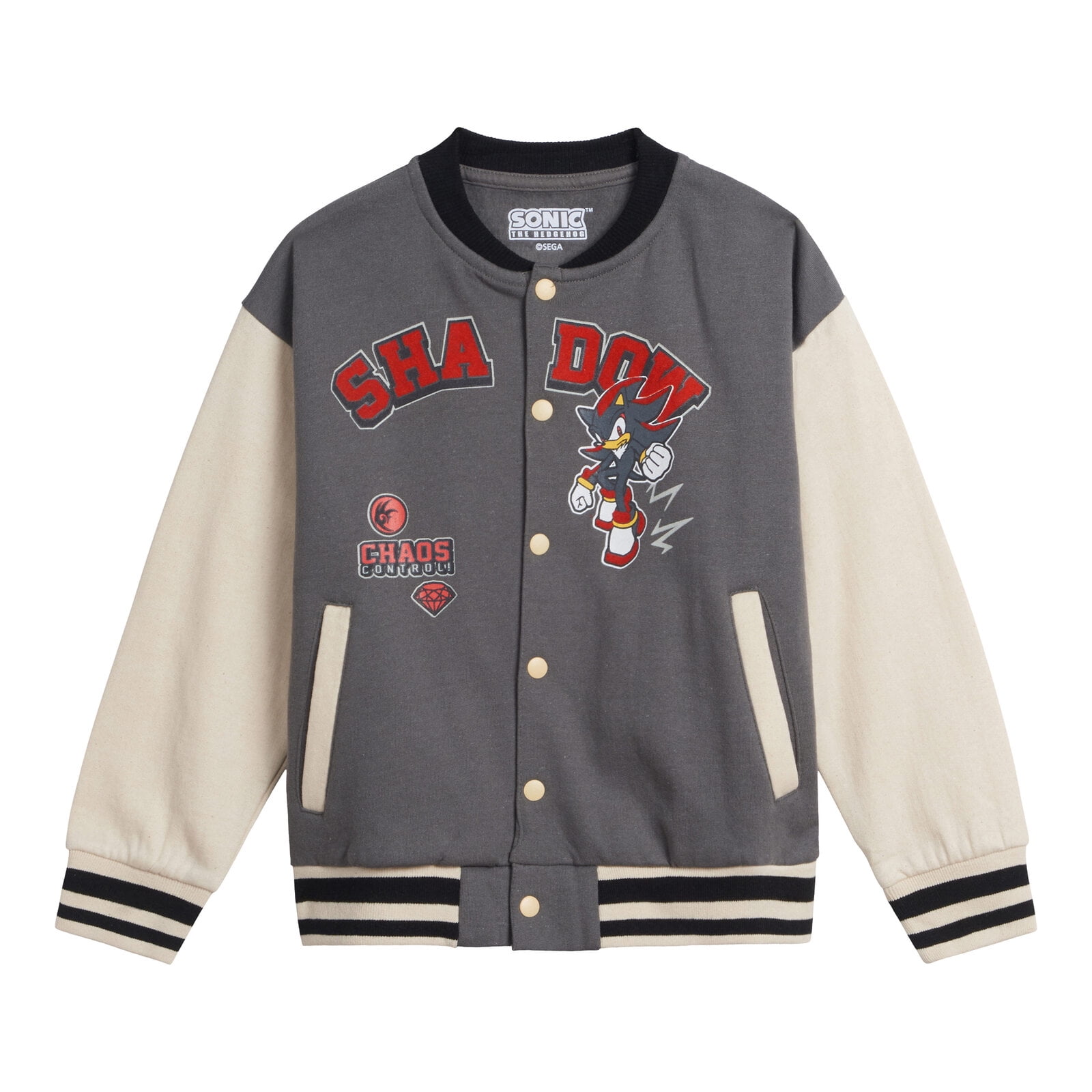 SEGA Sonic the Hedgehog Shadow Fleece Varsity Bomber Jacket SEGA Sonic the Hedgehog Shadow Fleece Varsity Bomber Jacket