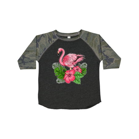

Inktastic Flamingo with Tropical Flowers Gift Toddler Boy or Toddler Girl T-Shirt