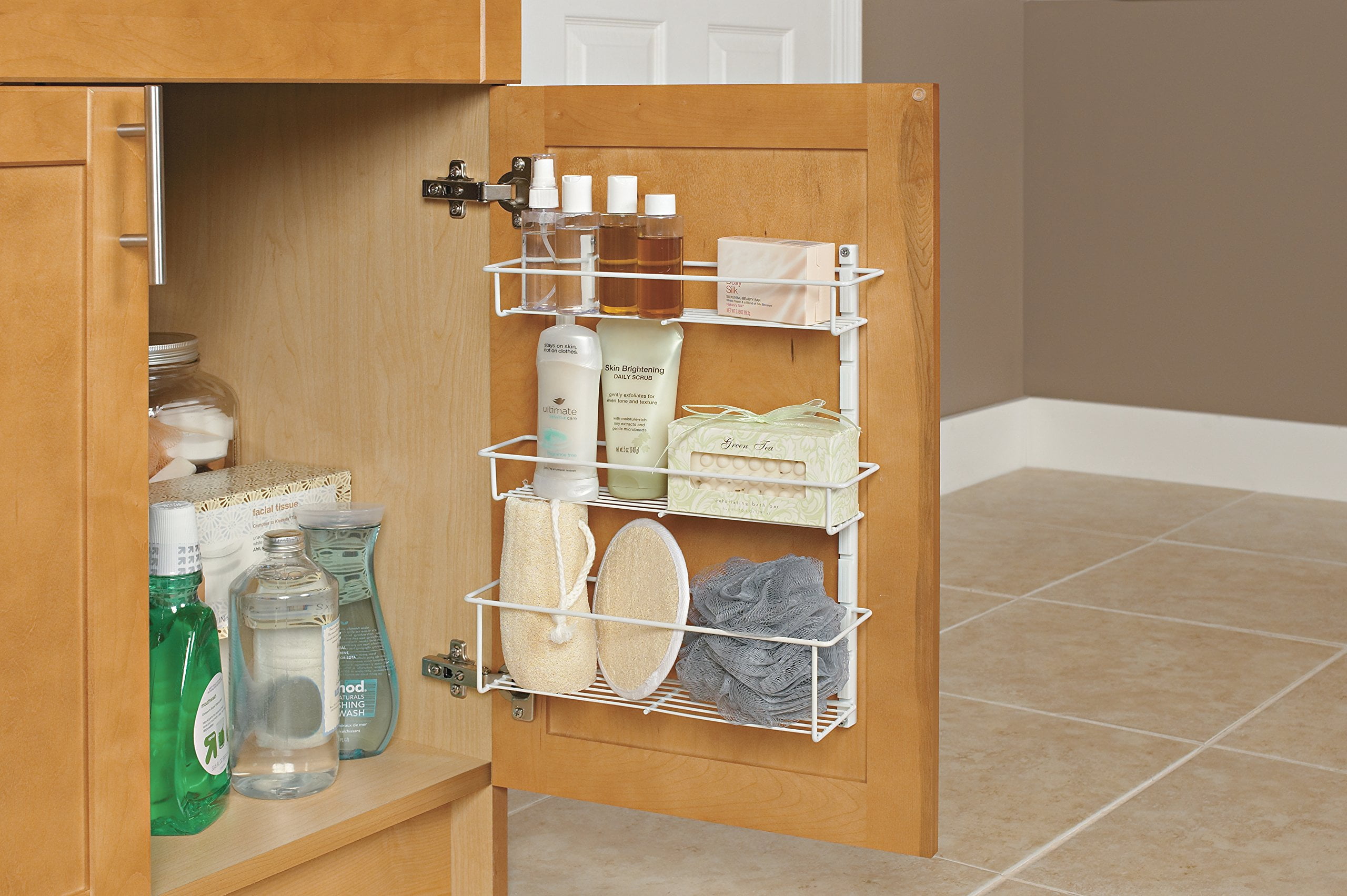 ClosetMaid Adjustable 3 Shelf Spice Rack Organizer for Cabinet Wall Mount White