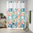 thumbnail image 6 of No Hook Shower Curtain, Coastal Shower Curtains for Bathroom with See Through Top Window, Nautical Summer Beach Coral Starfish Shell Waterproof & Washable Bath Curtain Extra Long 72"x84", 6 of 9