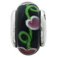 thumbnail image 2 of Black Hand Blown Glass Kids Charm .925 Sterling Silver Reflection Beads, 2 of 5