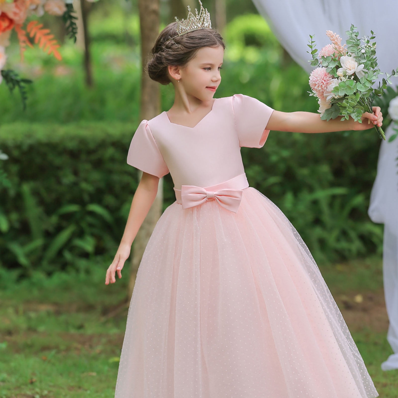 JSCDRPDWL Pink Princess Dress for Girls Little Girls Dress Up Boy Baptism Outfit Baby Clearance Birthday Gifts for Him Baby Girl Clothes Winter Girls, Pink 5-6 Years