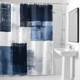 thumbnail image 4 of Navy Blue Black Fabric Shower Curtain Modern Abstract Art Washable Shower Curtains for Bathroom, Waterproof Bath Curtain with Hooks Home Decor 72x84in, 4 of 8