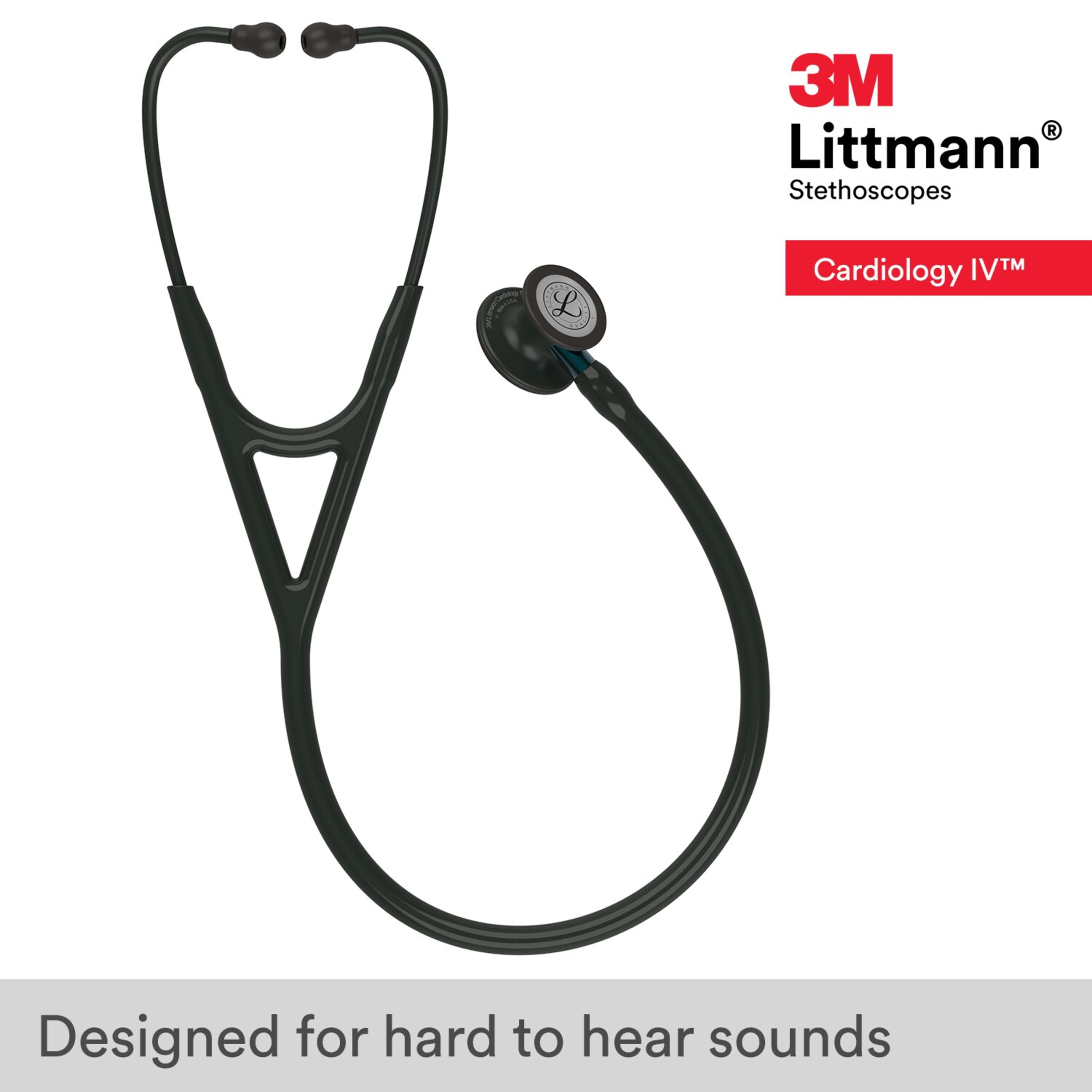 3M Littmann Cardiology IV Diagnostic Stethoscope, Stainless Steel Black-Finish Chestpiece, 27" Black Tube, Blue Stem