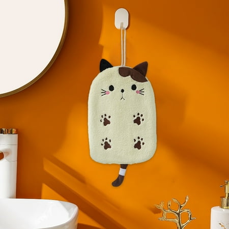 Eolstice Hand Towel Cartoon Hangable Kitchen Towel Thickened Absorbent Towel for Dishes Hands and Bathroom Use(Yellow)