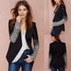 thumbnail image 3 of Nuevas mujeres Blazer Coat Sparkling Lentejuelas mangas largas Irregular Hem elegante Outwear Chaque Meterk S, 3 of 7